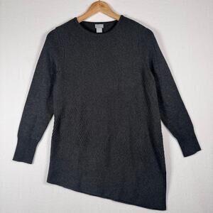 Chicos Womens Sweater Gray Long Sleeve Knit Pullover Asymmetrical Hem sz 0/Small